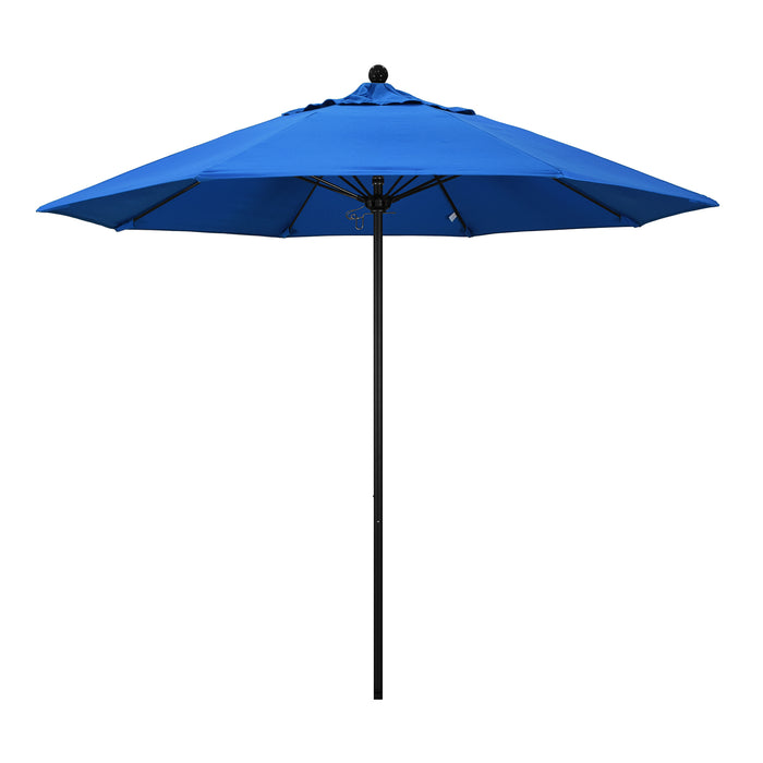 California Umbrella 9' Pole Push Lift SUNBRELLA With Black Aluminum Pole - Royal Blue Fabric