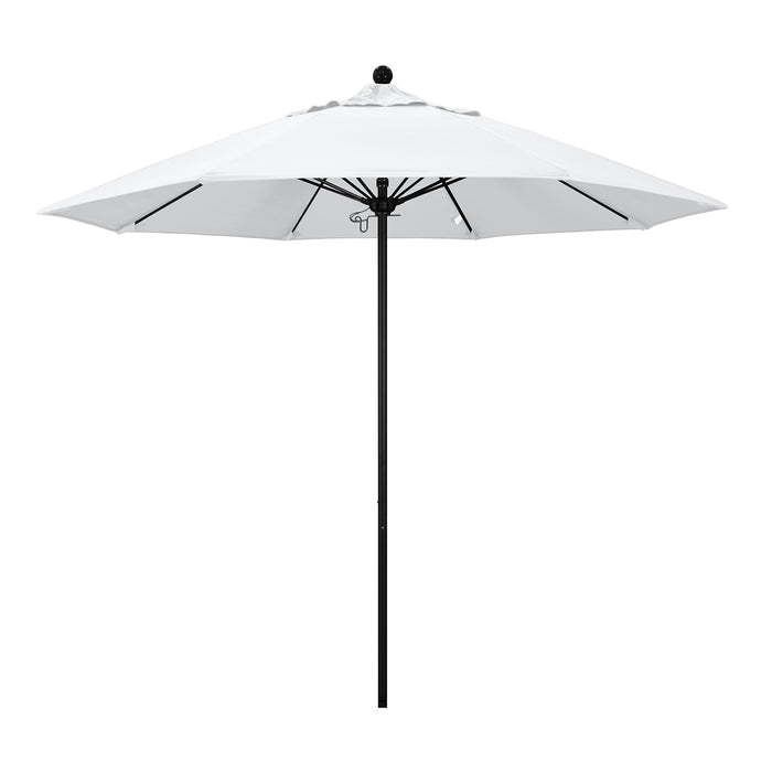 California Umbrella 9' Pole Push Lift SUNBRELLA With Black Aluminum Pole - White Fabric