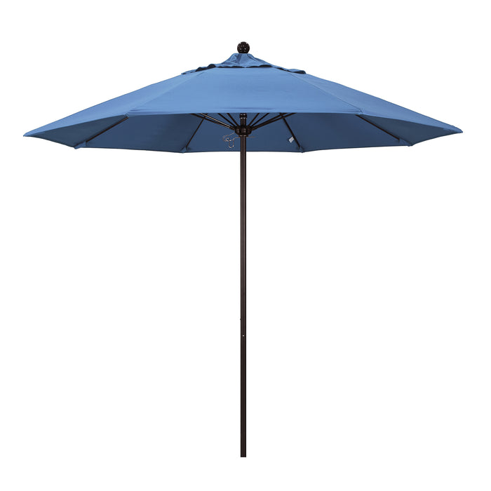 California Umbrella 9' Pole Push Lift SUNBRELLA With Bronze Aluminum Pole - Frost Blue Fabric