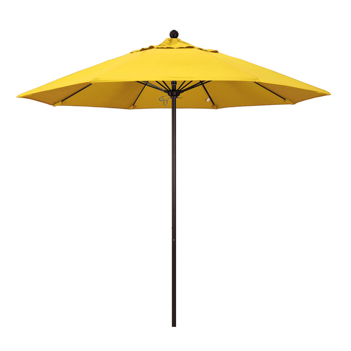 California Umbrella 9' Pole Push Lift SUNBRELLA With Bronze Aluminum Pole - Lemon Fabric