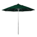 California Umbrella 9' Pole Push Lift SUNBRELLA With Silver Anodized Aluminum Pole - Hunter Green Fabric