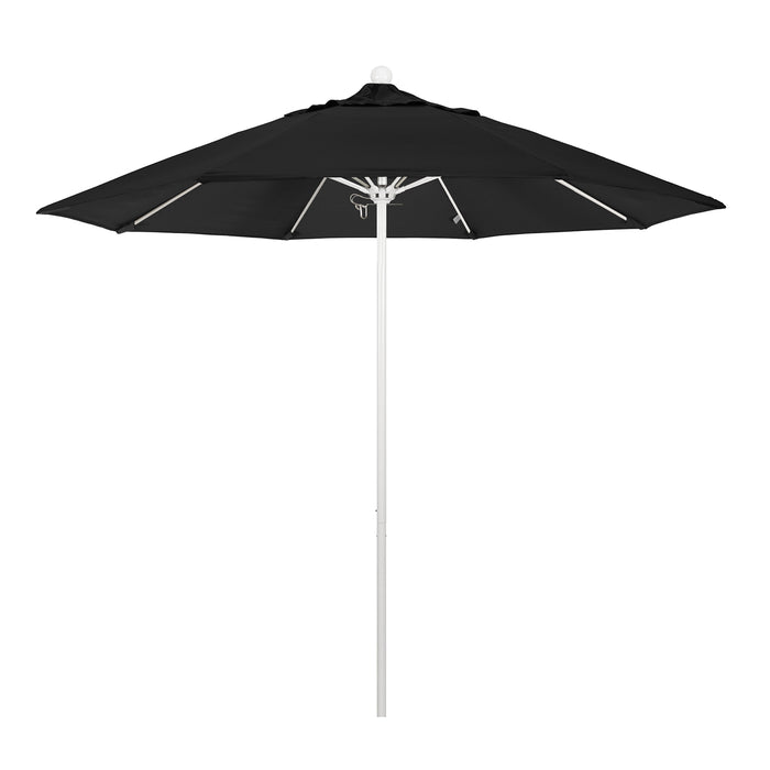 California Umbrella 9' Pole Push Lift SUNBRELLA With White Aluminum Pole - Black Fabric