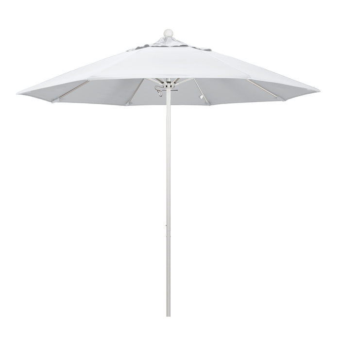 California Umbrella 9' Pole Push Lift SUNBRELLA With White Aluminum Pole - White Fabric