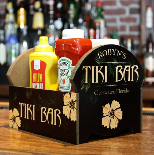 CUSTOMIZABLE WOODEN CONDIMENT CADDY - TIKI