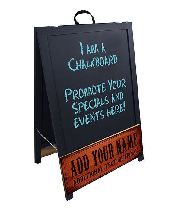 "ADD YOUR NAME" A-Frame Sidewalk Chalkboard Sign – Double Sided - Black Frame Finish