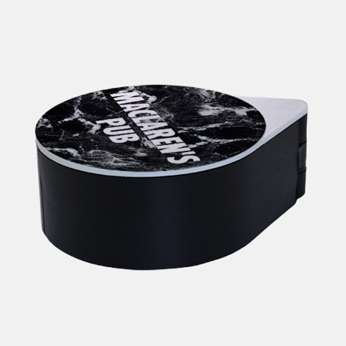 ADD YOUR NAME - Custom Glass Rimmer Lid - Black Marble with Black Base