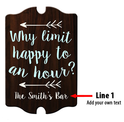 Custom Tavern Shaped Wood Bar Sign - Happy Hour