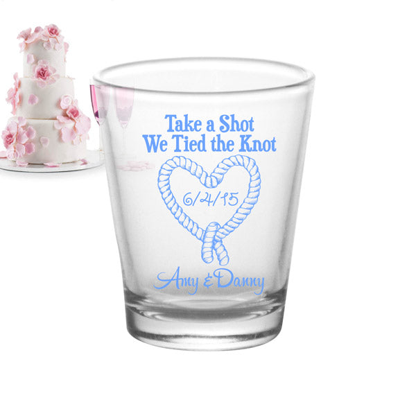 CUSTOMIZABLE - 1.75oz Clear Shot Glass - Tied the Knot