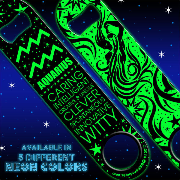 Kolorcoat™ NEON Zodiac Speed Bottle Opener - AQUARIUS - GREEN