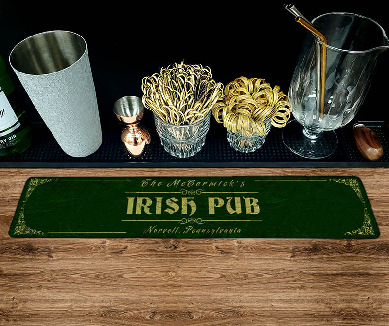 Custom Printed Bar Mat - Irish Pub - 20" x 4"