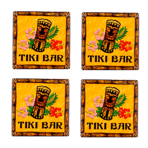 BarConic® Ceramic Tiki Coaster Set - 4 pack