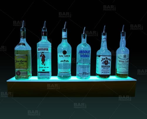 BarConic® LED Liquor Bottle Display Shelf - 1 Step - Wild Cherry - Several Lengths