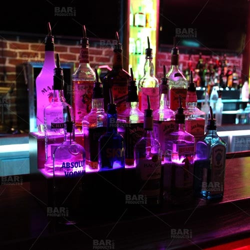 BarConic® LED Liquor Bottle Display Shelf - 1 Step - Wild Cherry - Several Lengths