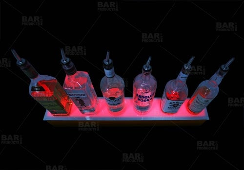 BarConic&reg; LED Liquor Bottle Display Shelf - 1 Step - Mahogany - Several Lengths