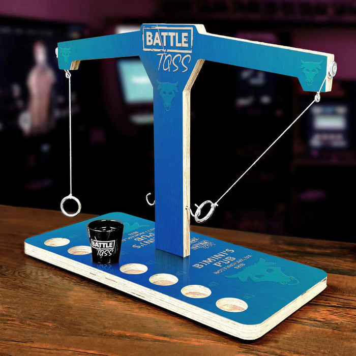 CUSTOMIZABLE Battle Toss - 2 Player Ring Toss Game - Bull - Blue Counter Shot Glass