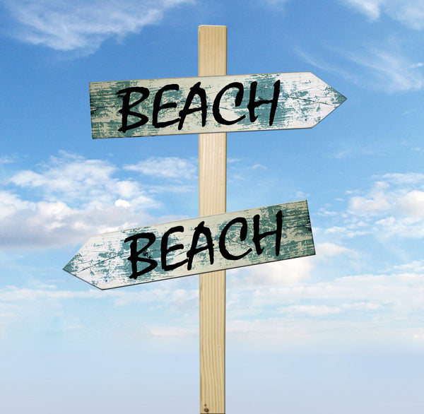 Beach Wood Arrow Sign