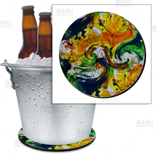 Beer Bucket Coaster - Painted Twirl - 8.75" Diameter (Reuseable)