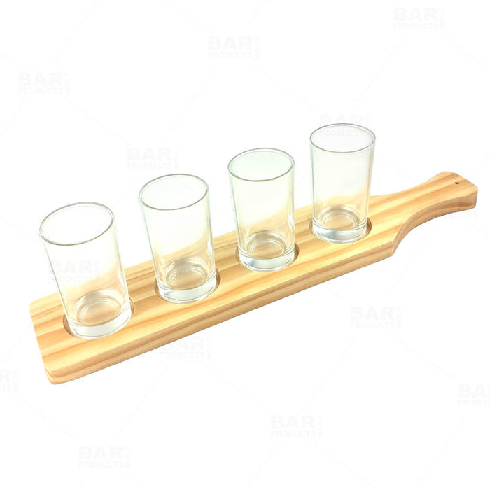 BarConic® Wooden Beer Sampler Paddle - 4 Glass Slots