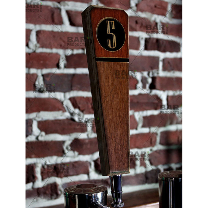 Numbered Beer Tap Handles - Oak Wood - Emblem