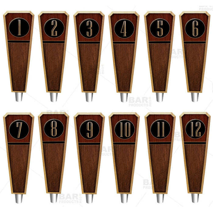 Numbered Beer Tap Handles - Oak Wood - Emblem