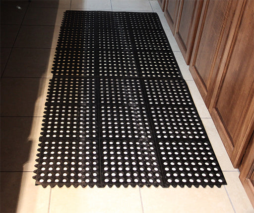 Floor Matting - Rubber Anit-Fatigue - Black Interlocking