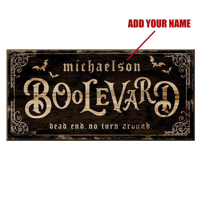 CUSTOMIZABLE Large Vintage Wooden Halloween Sign - BOOLEVARD