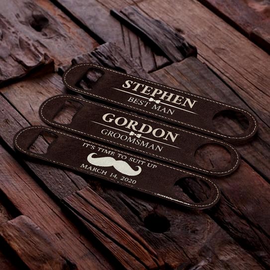 ADD YOUR NAME Speed Bottle Opener - Groomsman Leather Print