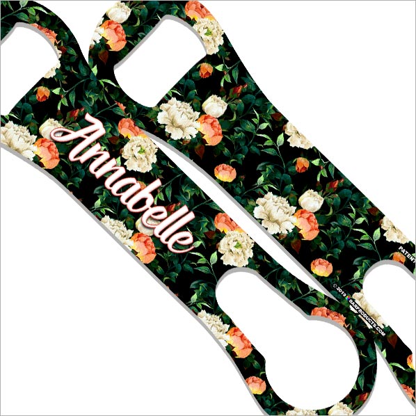 "ADD YOUR NAME" V-ROD® Bottle Opener – Floral Wallpaper – Several Color Options