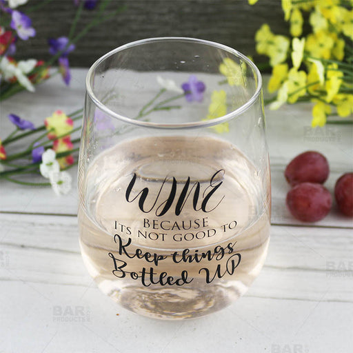 Bottled Up Stemless Wine Glass