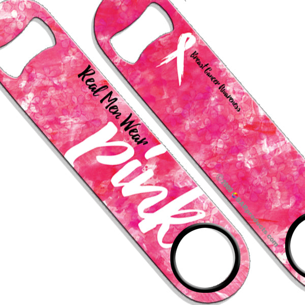 Kolorcoat™ Speed Bottle Opener - Breast Cancer Awareness- Real Men Wear Pink