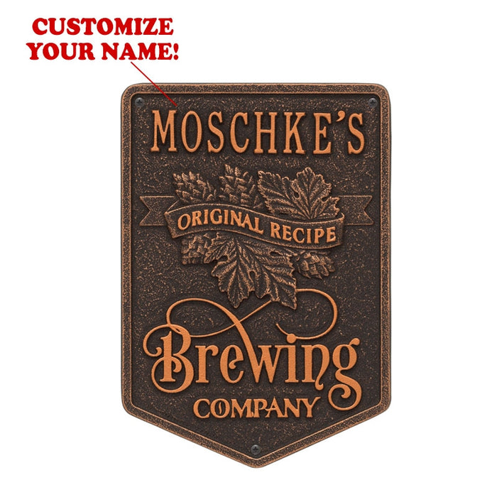 CUSTOMIZABLE Cast Aluminum Plaque - Brewing Company "Original Recipe" Design