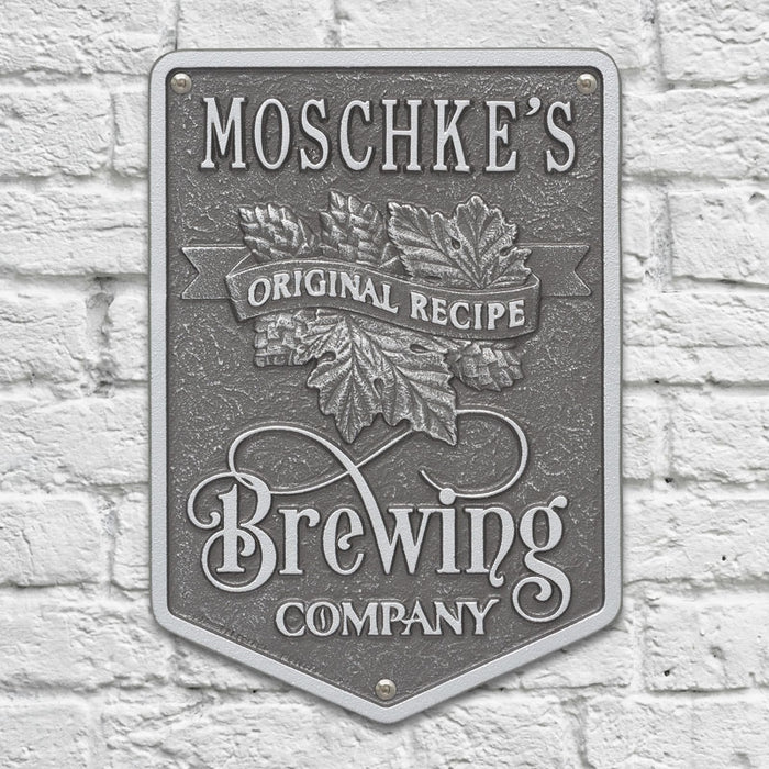 CUSTOMIZABLE Cast Aluminum Plaque - Brewing Company "Original Recipe" Design