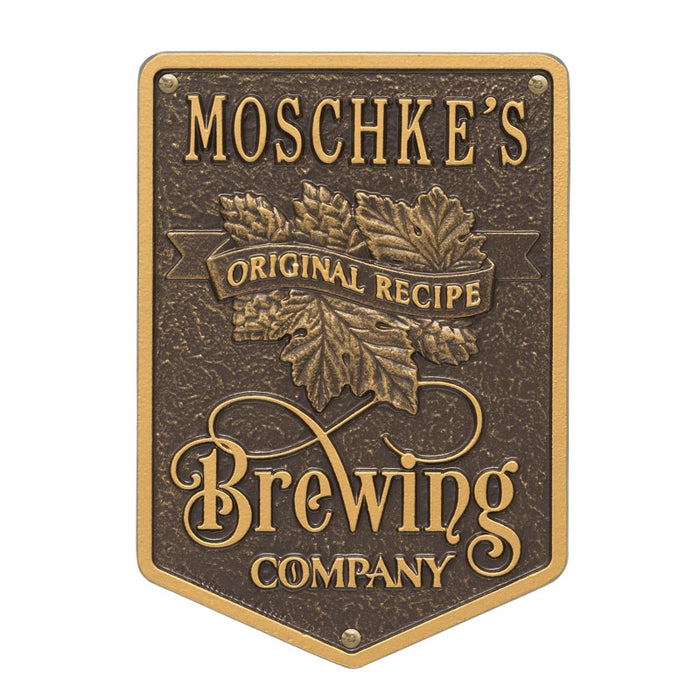 CUSTOMIZABLE Cast Aluminum Plaque - Brewing Company "Original Recipe" Design