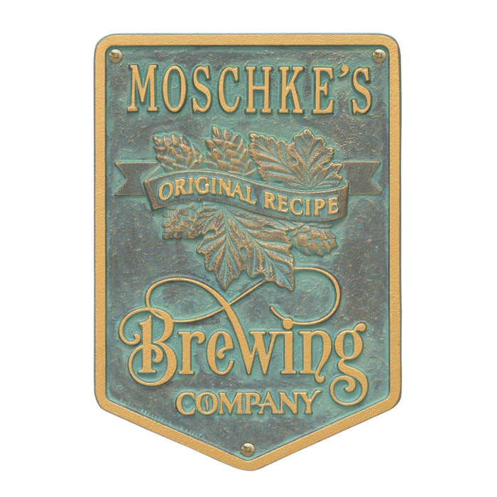 CUSTOMIZABLE Cast Aluminum Plaque - Brewing Company "Original Recipe" Design