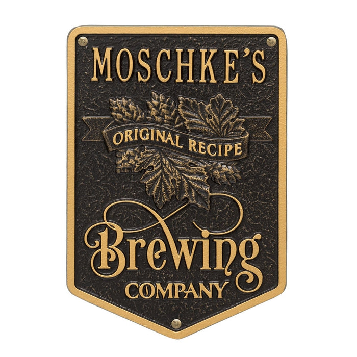 CUSTOMIZABLE Cast Aluminum Plaque - Brewing Company "Original Recipe" Design