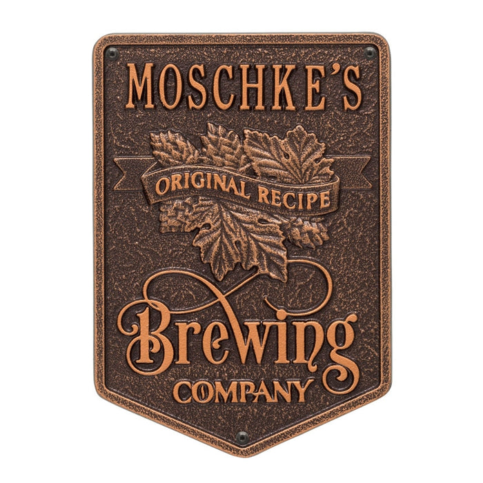 CUSTOMIZABLE Cast Aluminum Plaque - Brewing Company "Original Recipe" Design