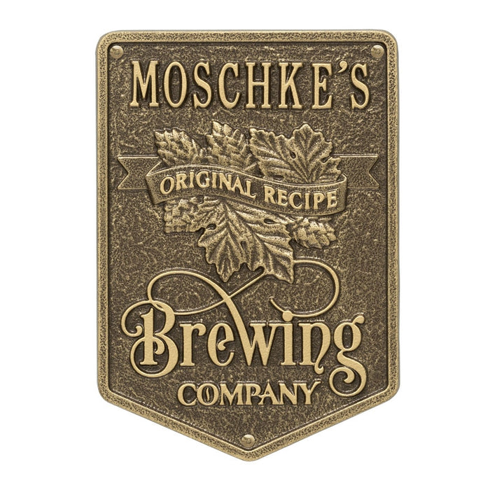 CUSTOMIZABLE Cast Aluminum Plaque - Brewing Company "Original Recipe" Design