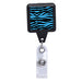 Blue Zebra Print - Black Square Plastic Badge Reel