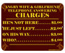 Telephone Answering Charges Bar Signs