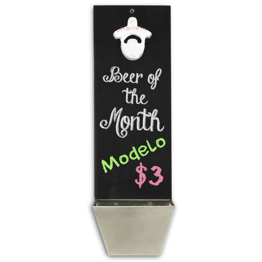 Chalkboard Wall Mounted Bottle Opener with Cap Catcher