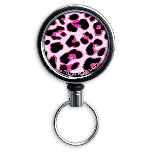 Mirrored Chrome Retractable Reel - Pink Cheetah