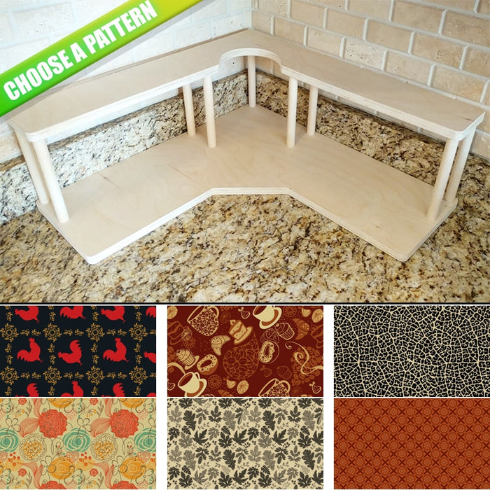 CHOOSE YOUR PATTERN - Counter Caddies™ - Corner Unit w/ Trash Can Inset