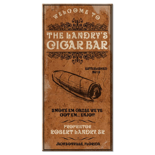 CUSTOMIZABLE Large Vintage Wooden Bar Sign - Cigar Bar - 11 3/4" x 23 3/4"