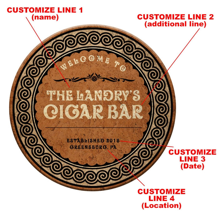 CUSTOMIZABLE Wooden Table Top - Cigar Bar Design - Two Sizes Available