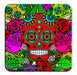 Cork Bottom Coaster - Sugar Skulls Red