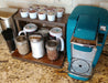 Counter Caddies™ - Walnut-Stained Straight Shelf - w/ K-Cup Holes - coffee barista supplies