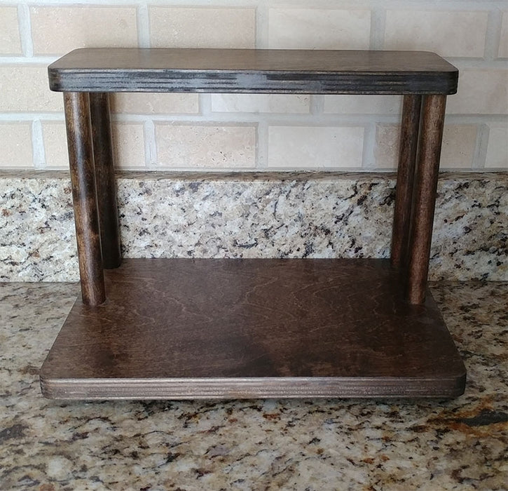 Counter Caddies™ Barista Straight Shelf - Walnut-Stained Finish - 12" - empty