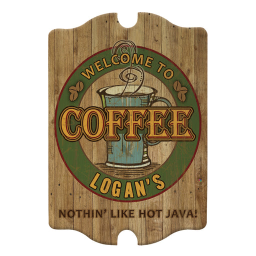 Custom Tavern Shaped Wood Bar Sign - Coffee