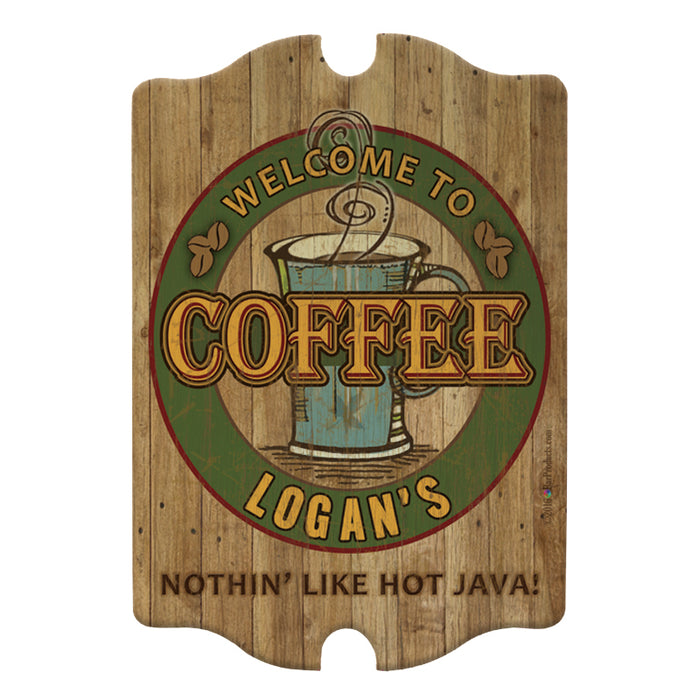 Custom Tavern Shaped Wood Bar Sign - Coffee