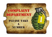 Complaint Department Wood Bar Sign Tavern-Shaped